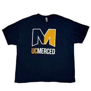 UC MERCED Blue Gold Logo Short Sleeve T-shirt XXL 2XL Mens Unisex 100% Cotton